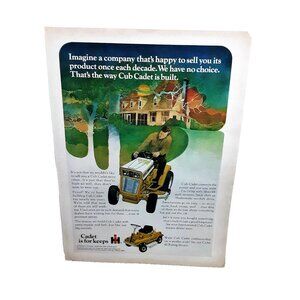1971 Cub Cadet Lawn Tracter Mower Original Print Ad